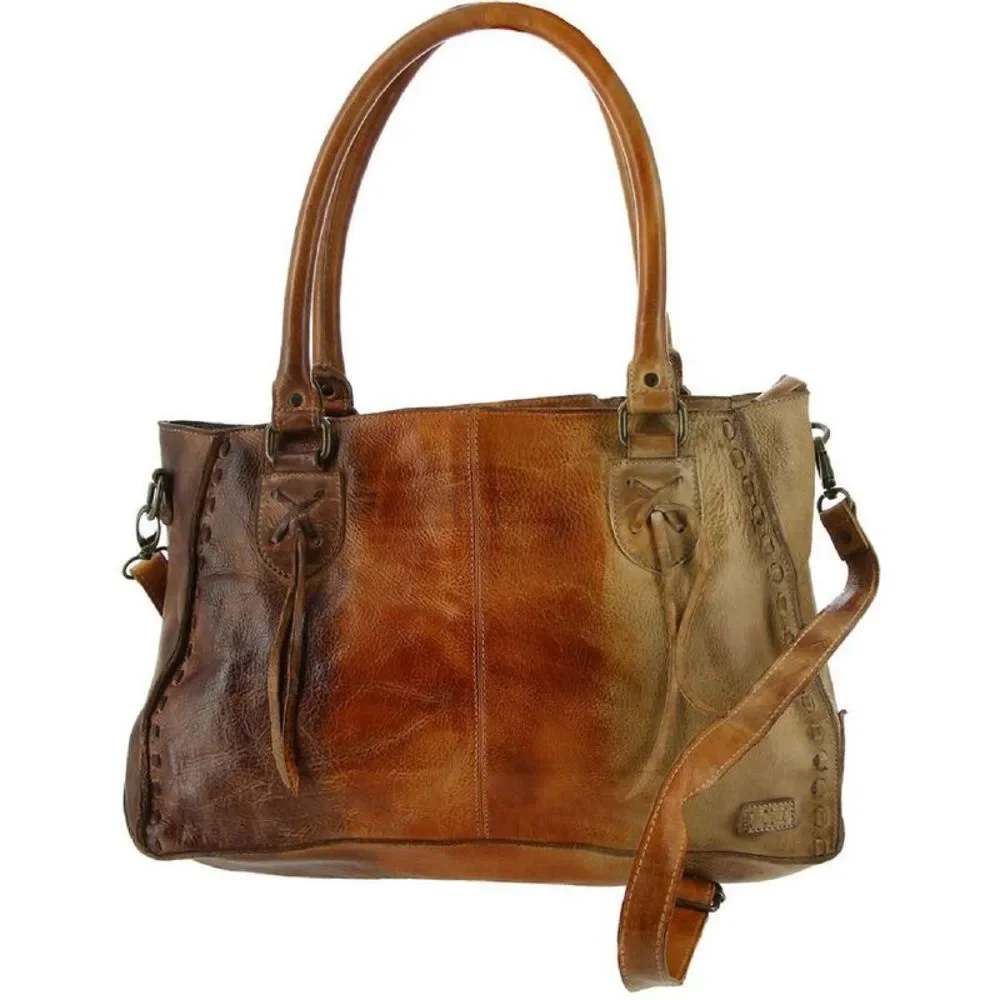 Bed Stu Womens Rockababy Brown Leather Ombre Purse Satchel Handbag Imperfections